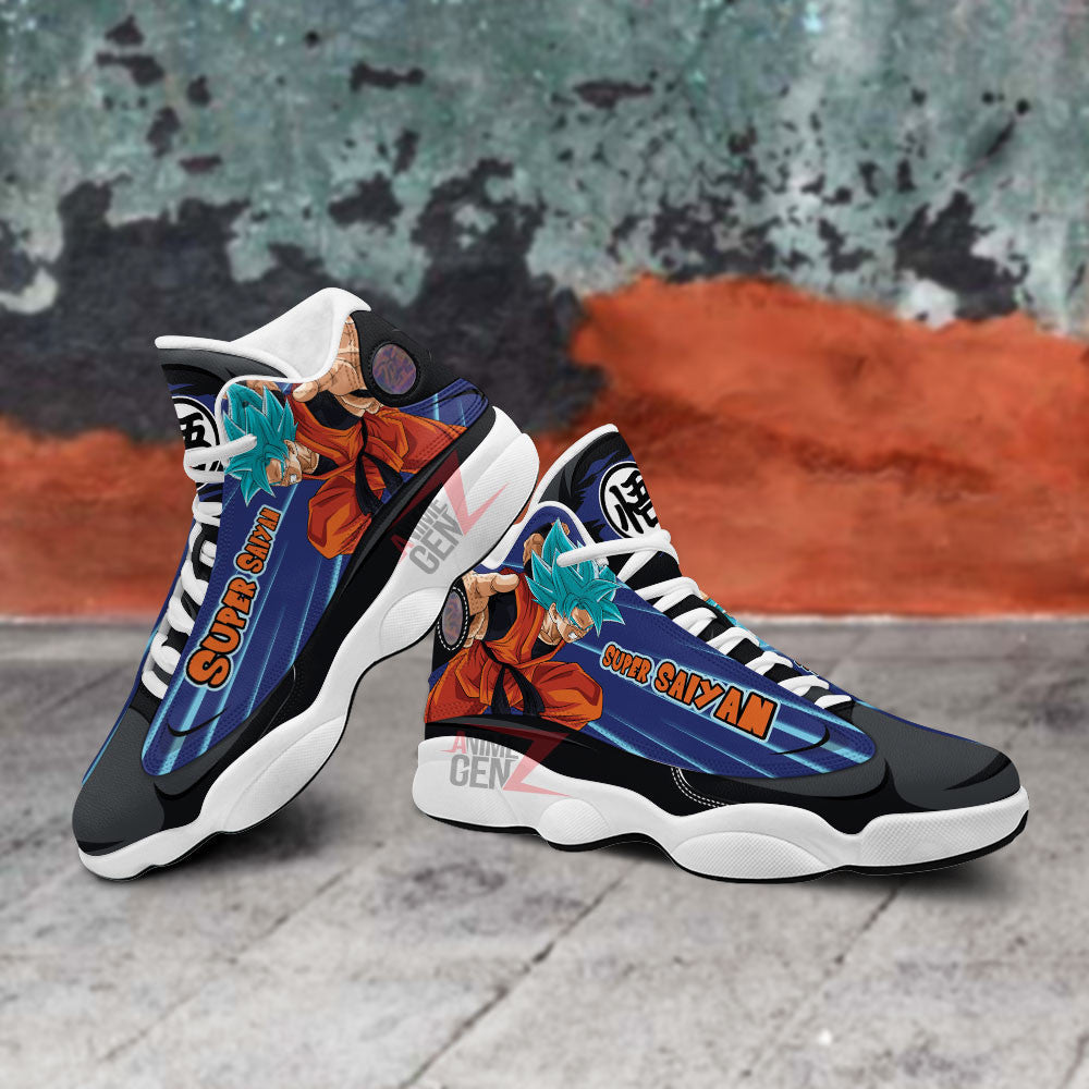 Dragon Ball Goku Super Saiyan Blue Air Jordan 13 Sneakers Custom Anime Shoes