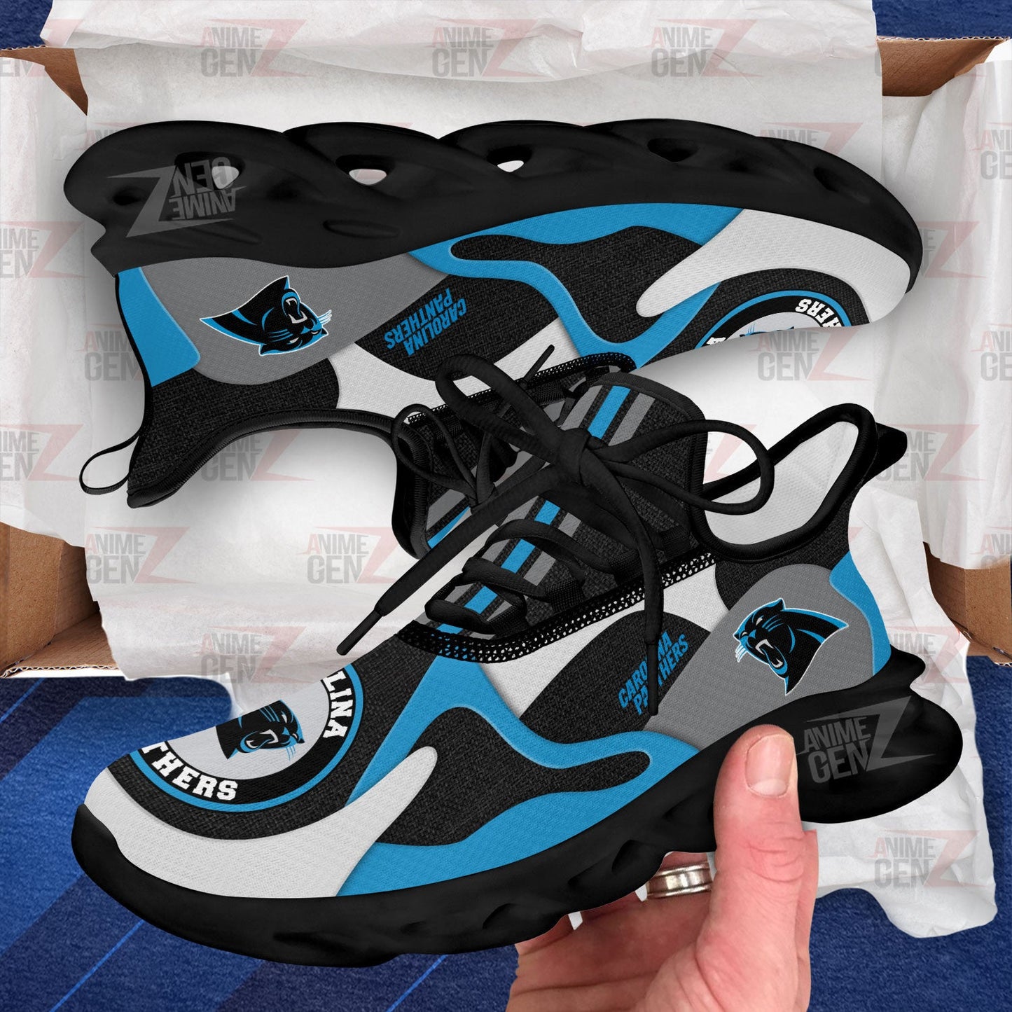 Carolina Panthers Clunky Sneakers NFL Custom Sport Shoes