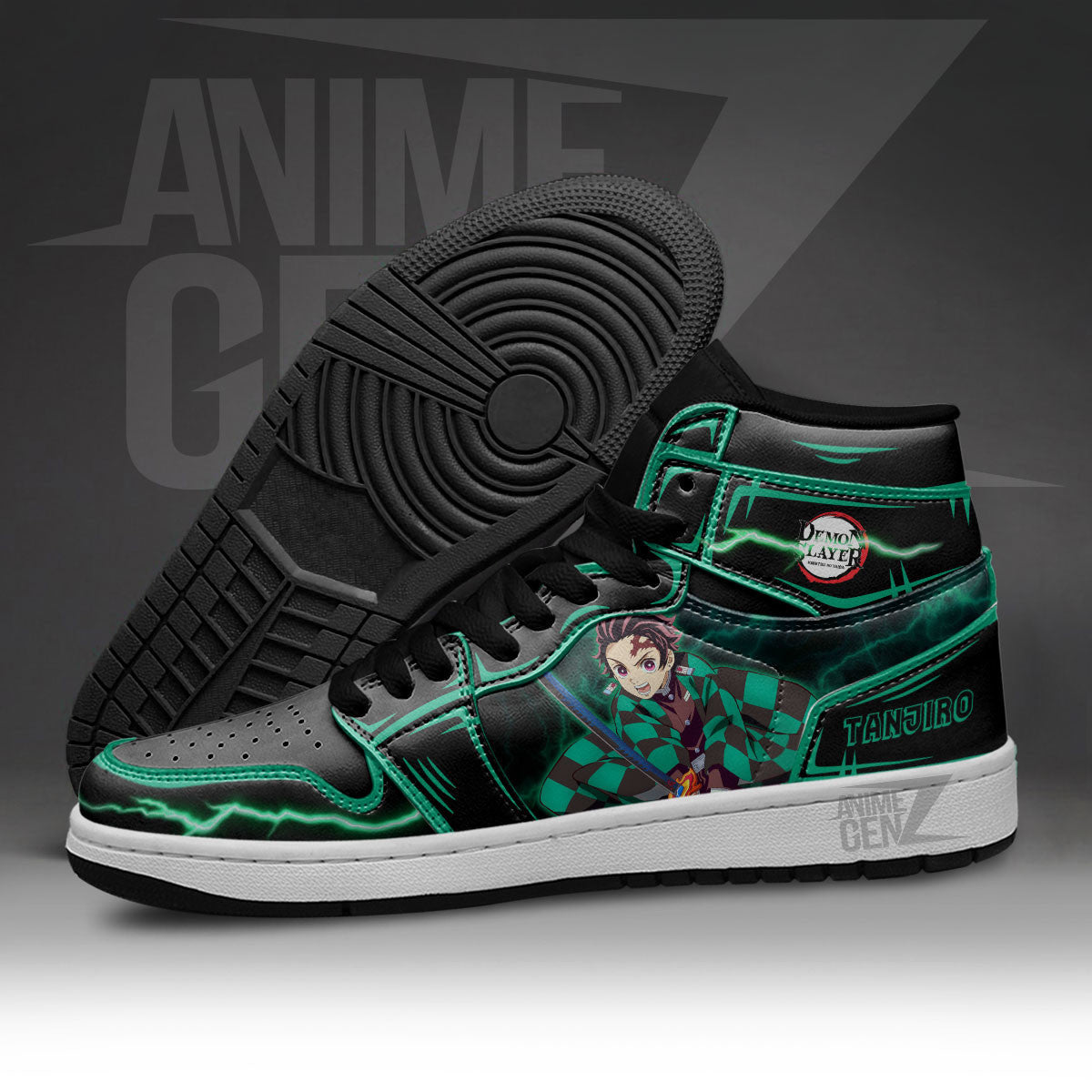Demon Slayer Kamado Tanjiro JD Sneakers Black Cool Style Custom Anime Shoes