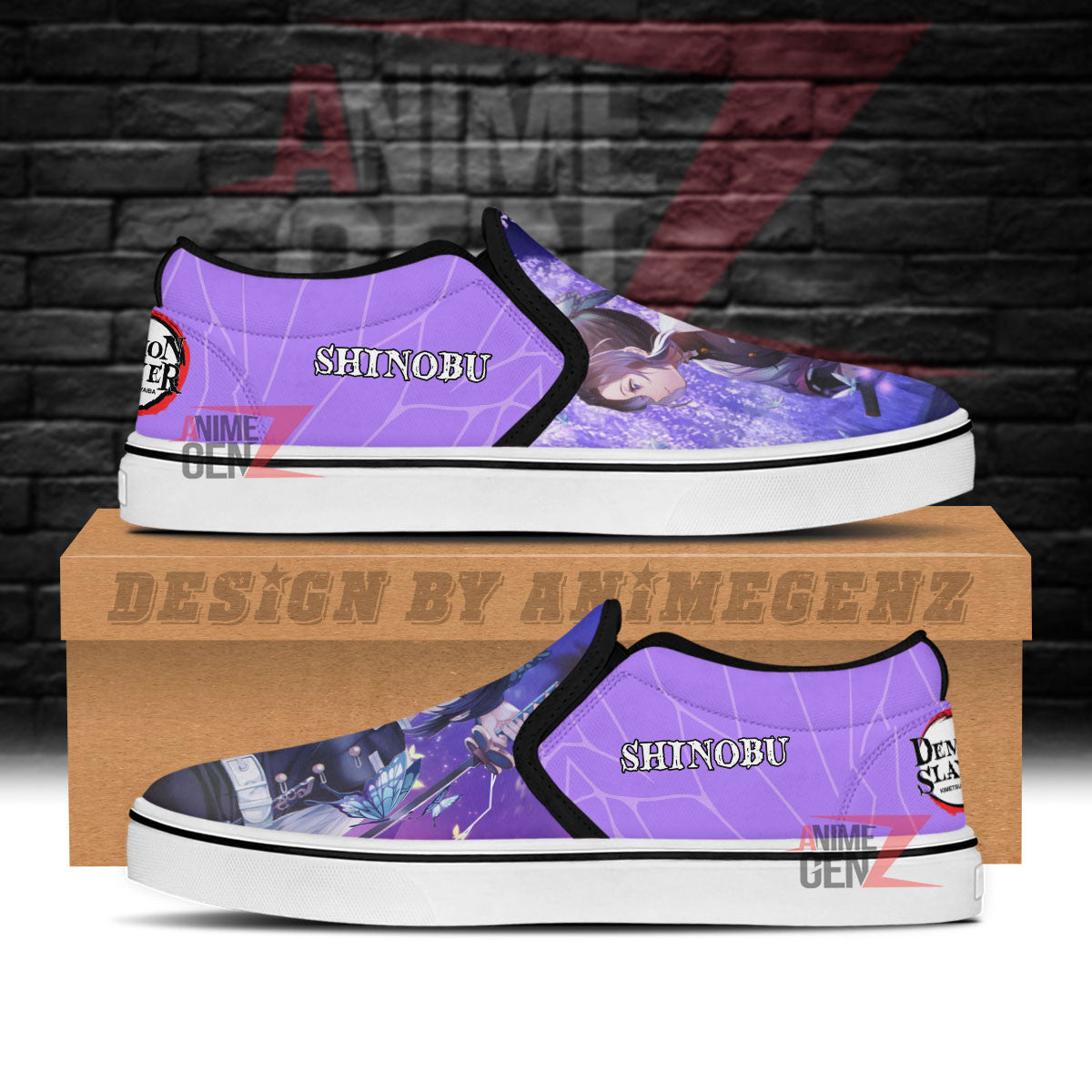 Demon Slayer Kochou Shinobu Slip-on Shoes Custom Anime Sneakers