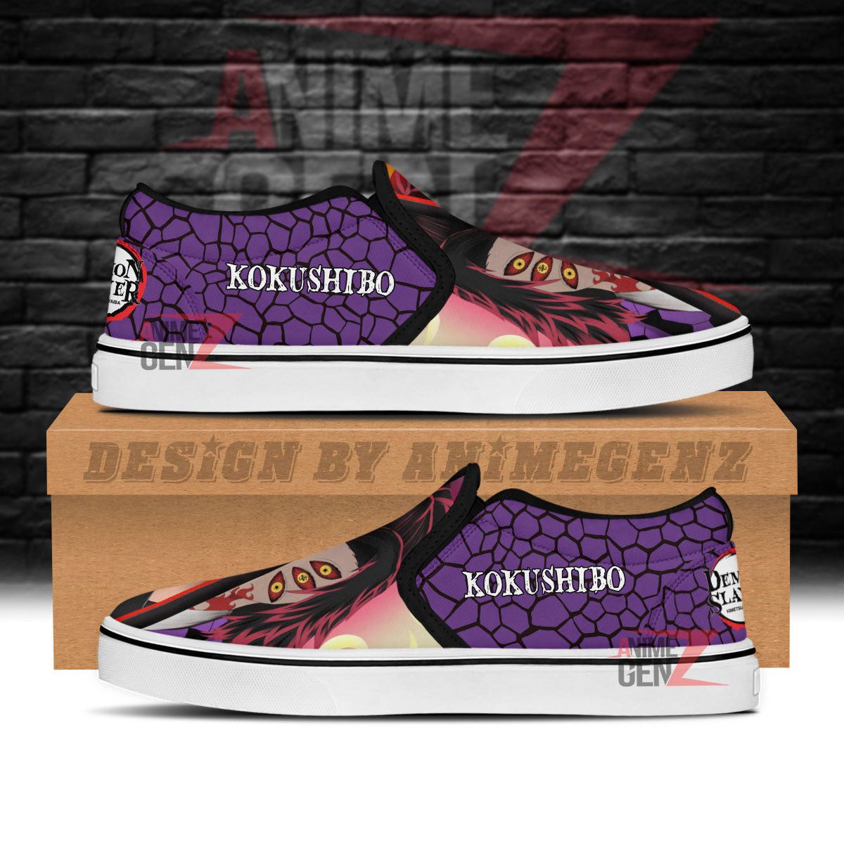 Demon Slayer Kokushibo Slip-on Shoes Custom Anime Sneakers