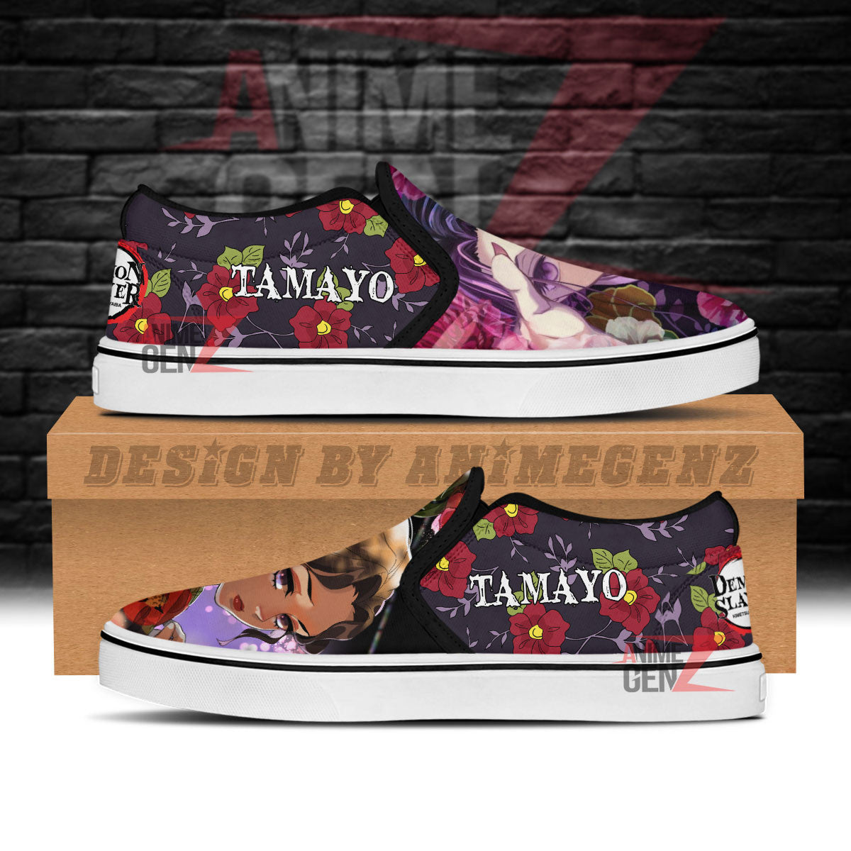 Demon Slayer Tamayo Slip-on Shoes Custom Anime Sneakers