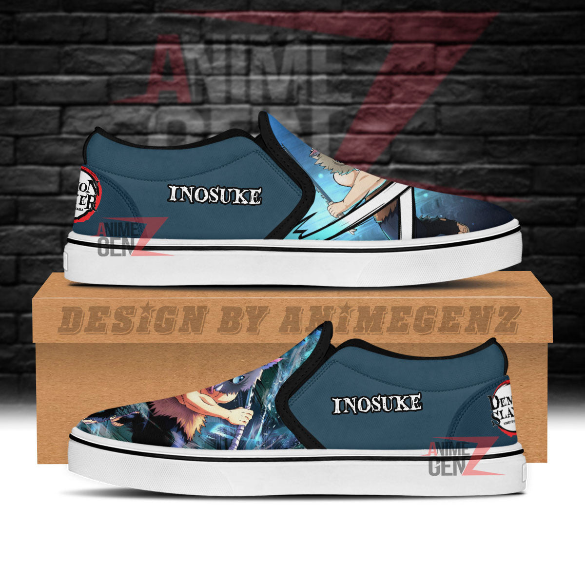 Demon Slayers Inosuke Slip-on Shoes Custom Anime Sneakers