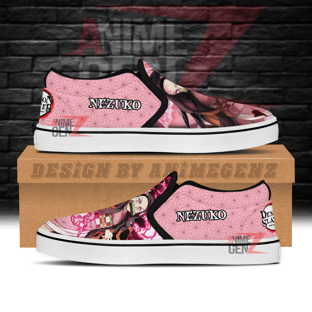 Demon Slayers Nezuko Slip-on Shoes Custom Anime Sneakers