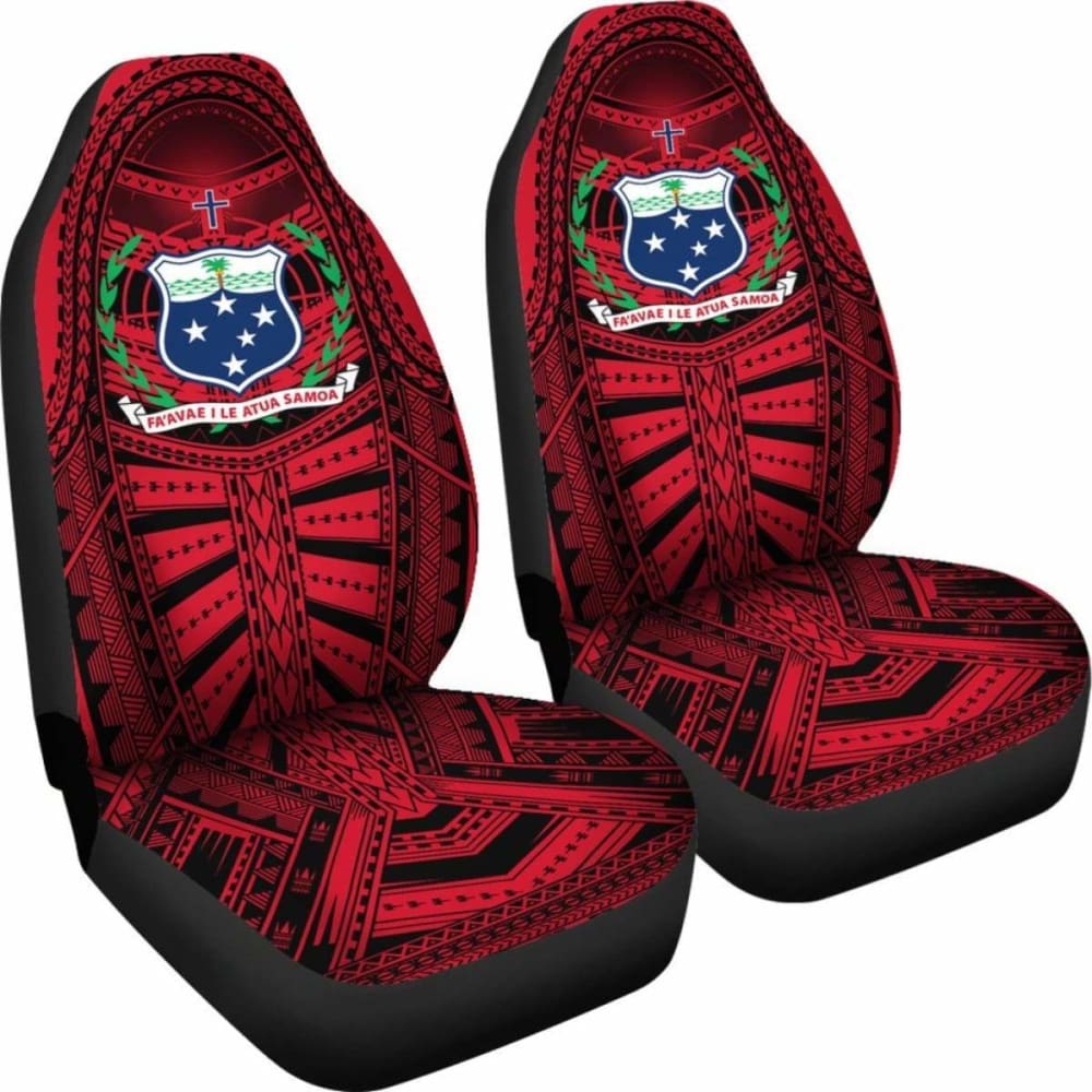Samoa Car Seat Covers - Samoa Coat Of Arms Polynesian Multiple Red -