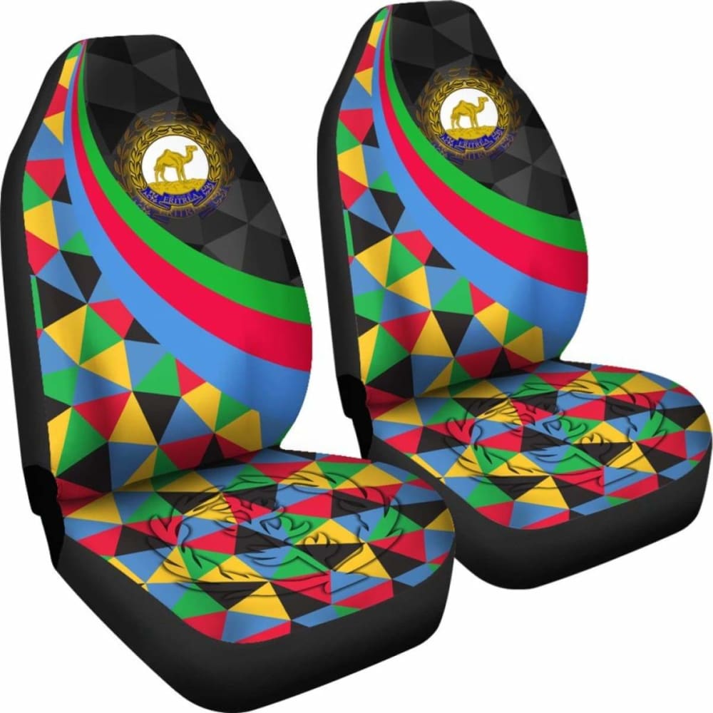 Eritrea Car Seat Covers - Eritrea Coat Of Arms With Flag Color -