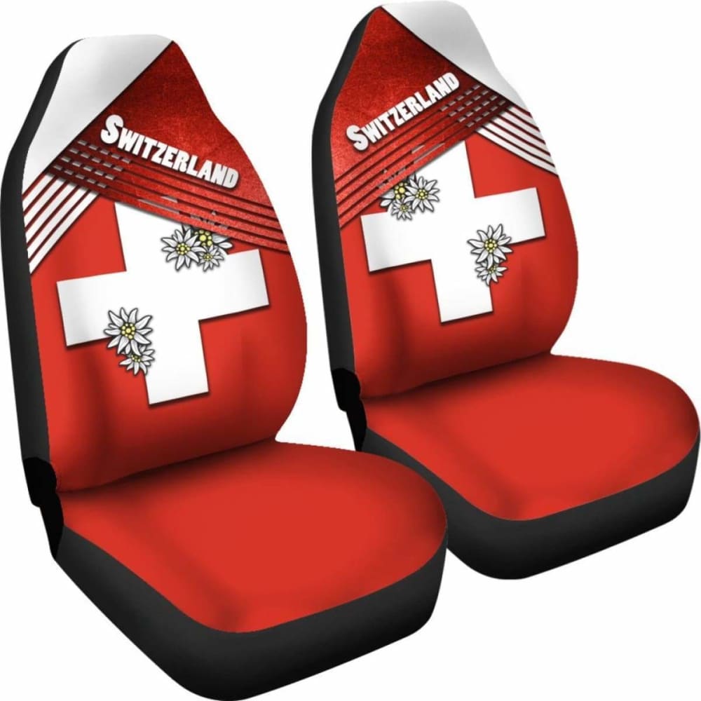 Switzerland Car Seat Covers - Coat Of Arms With Edelweiss -