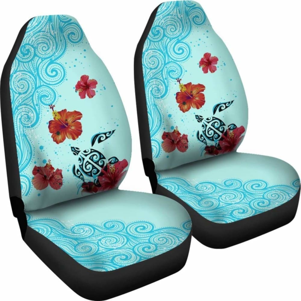 Turtle And Hibiscus Car Seat Covers -