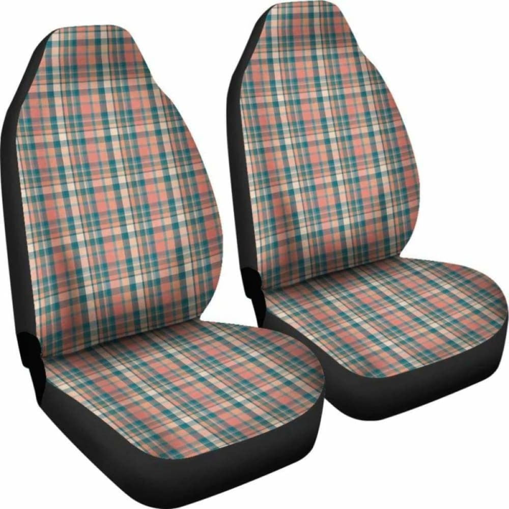 Peach Plaid Car Seat Covers