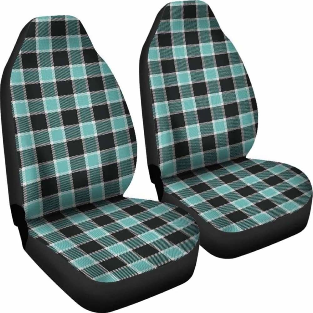 Turquoise And Black Plaid Check Car Seat Covers