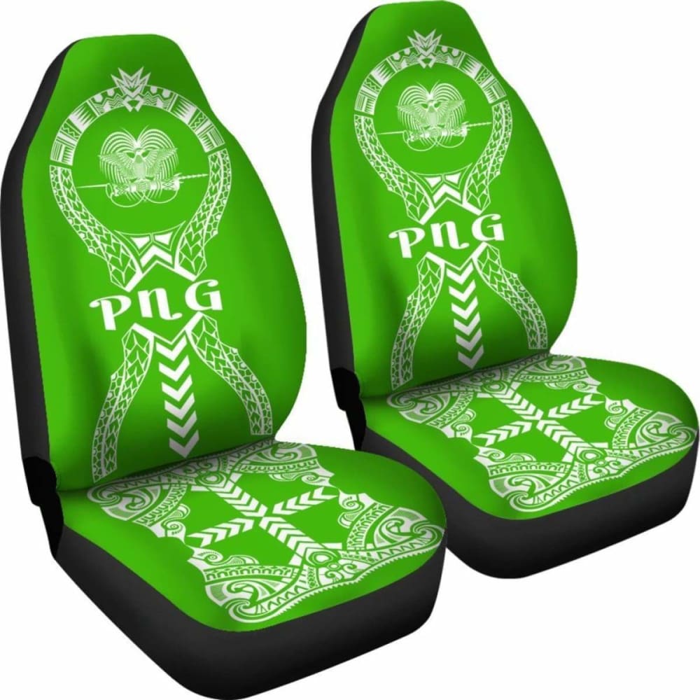 Papua New Guinea Car Seat Covers Polynesian Tribal Green