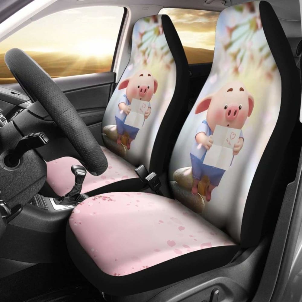 Cute Pig Sending Love Letter Car Seat Covers