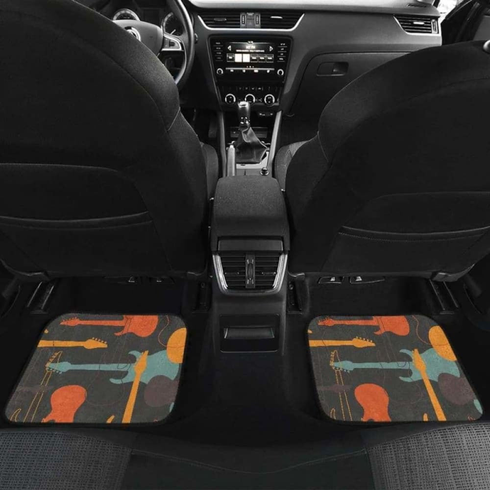 Electric Guitars Pattern Front And Back Car Mats