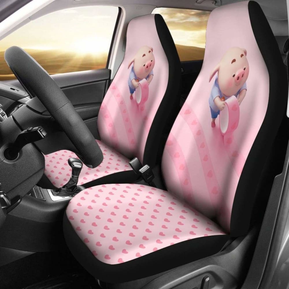 Cute Pink Pig With Heart Car Seat Covers