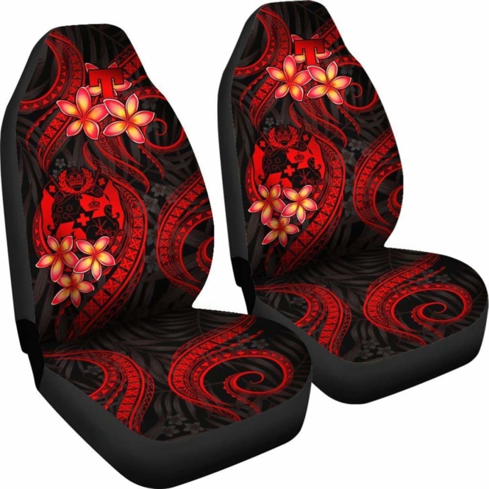 Tonga Polynesian Car Seat Covers - Red Plumeria -