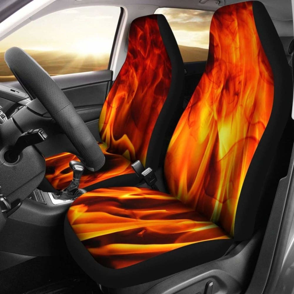Orange Flames Design Custom Seat Covers