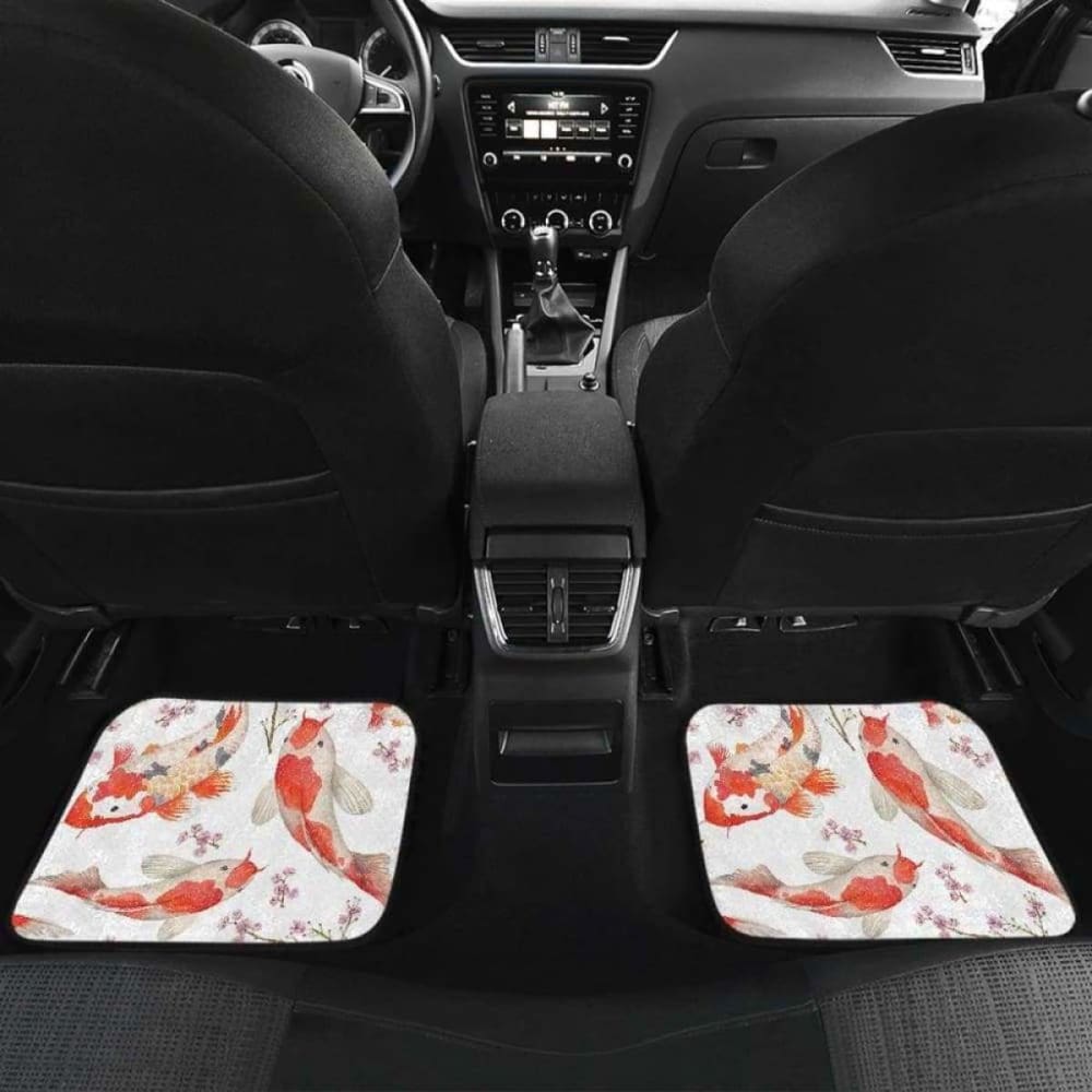 Watercolor Koi Fish Carp Fish Pattern Front And Back Car Mats