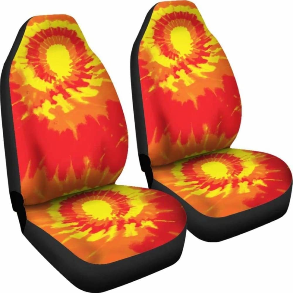 Red Orange And Yellow Tie Dye Car Seat Covers