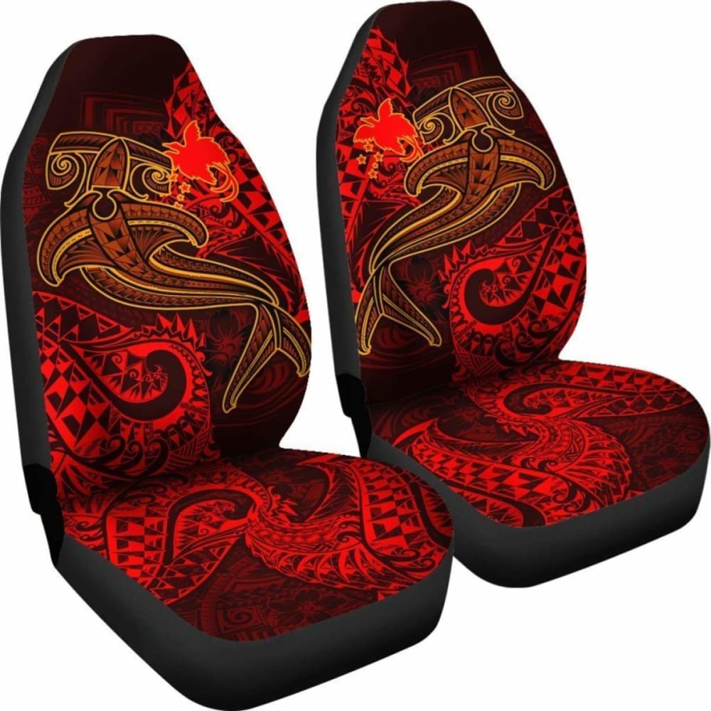 Papua New Guinea Car Seat Covers - Red Shark Polynesian Tattoo -