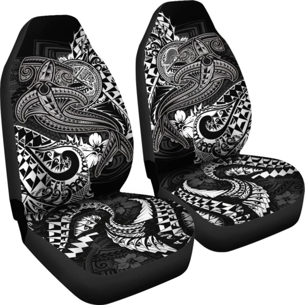American Samoa Car Seat Covers - White Shark Polynesian Tattoo -
