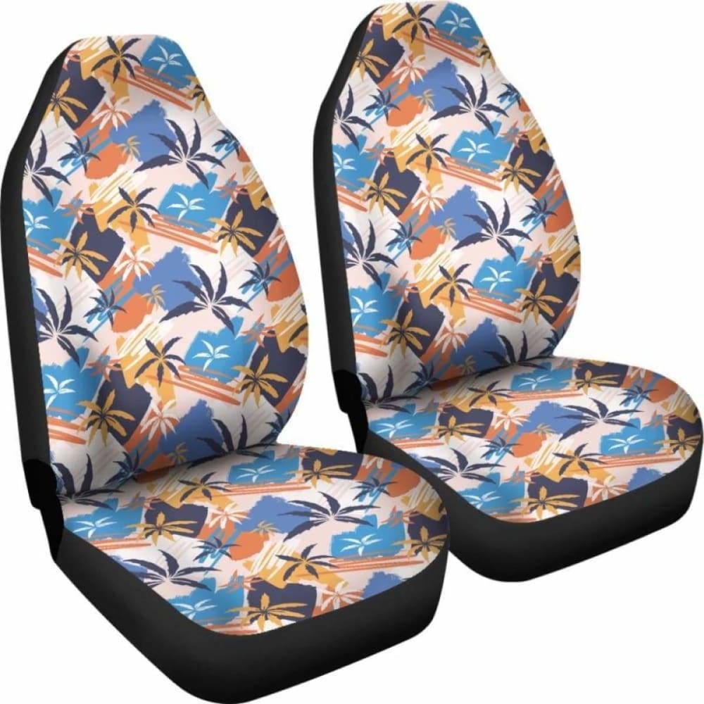 Blue Orange And Yellow Palm Trees Pattern Car Seat Covers
