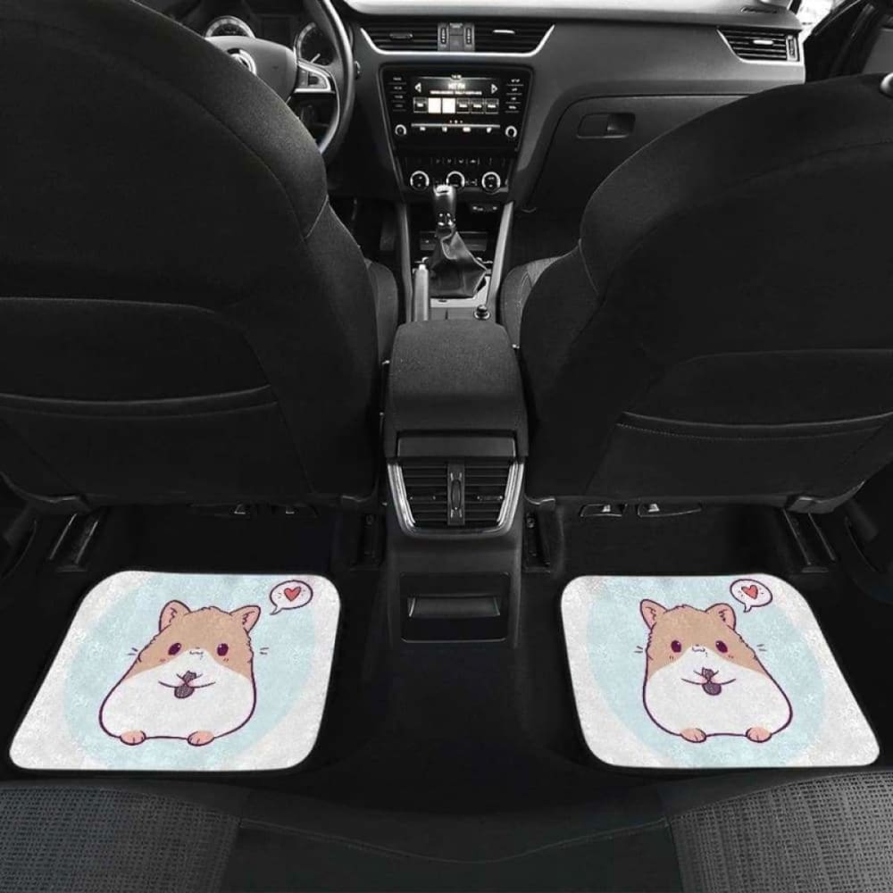 Cute Hamster Chibi In White Theme Car Floor Mats