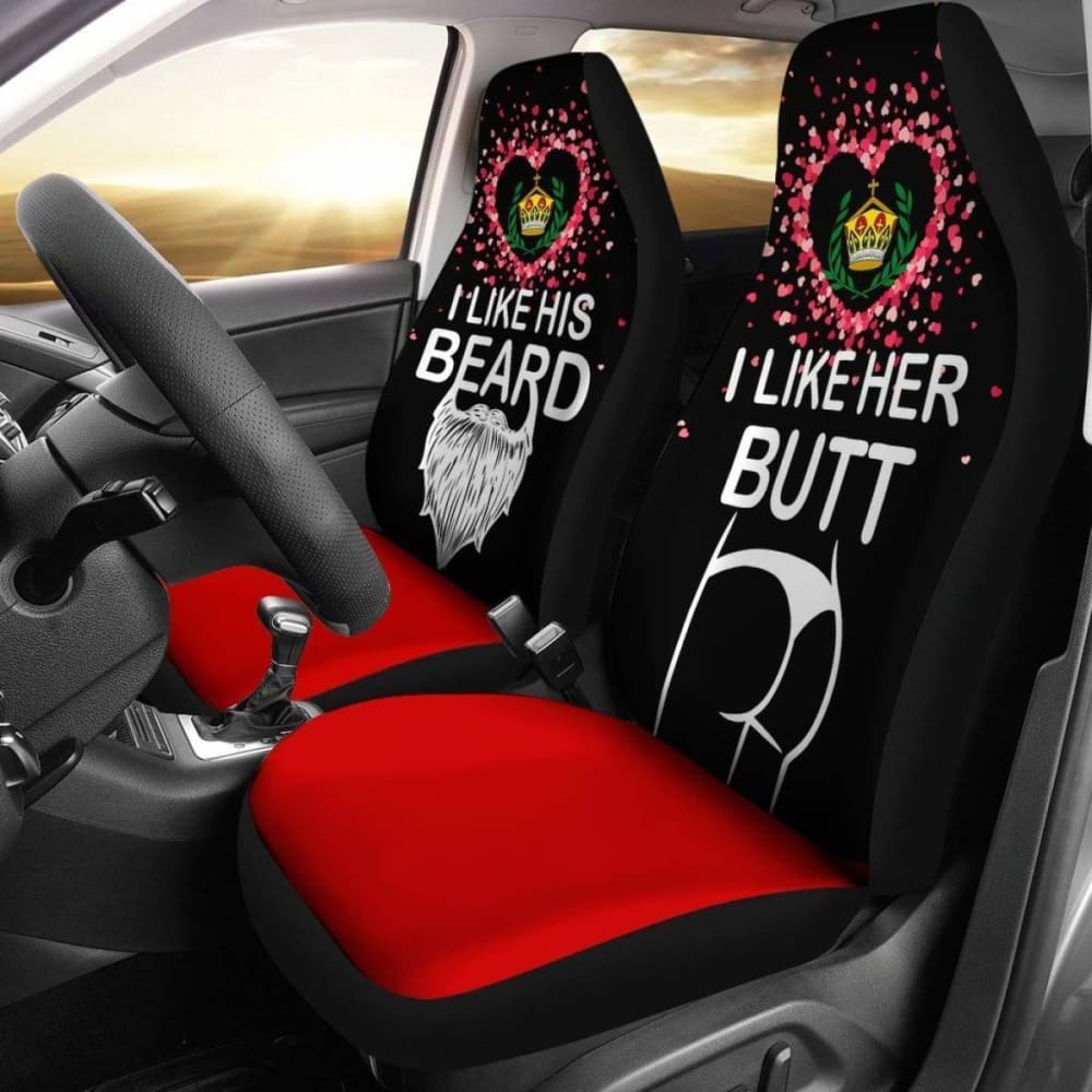 Tonga Car Seat Covers Couple Valentine Her Butt - His Beard (Set Of Two)