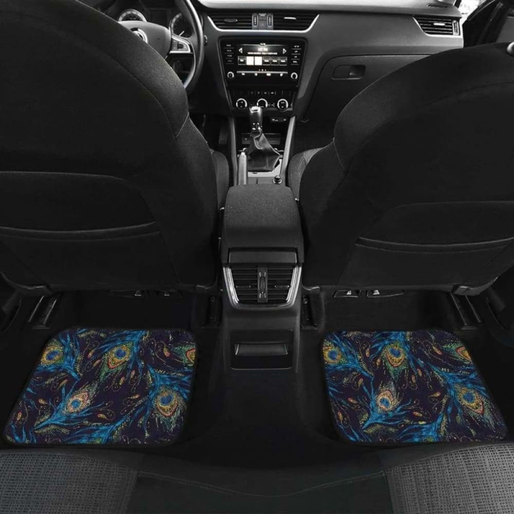 Beautiful Peacock Feather Pattern Front And Back Car Mats