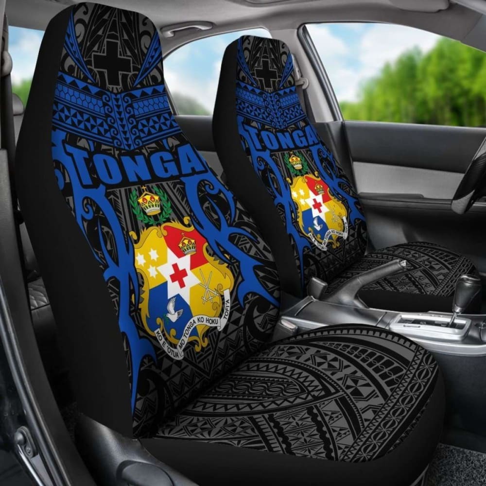 Tonga Car Seat Covers - Kingdom Of Tonga Set Of (Black Blue)