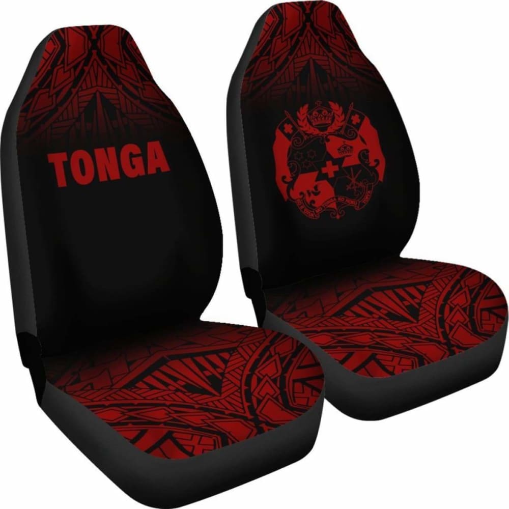 Tonga Polynesian Car Seat Covers - Red Black Fog -
