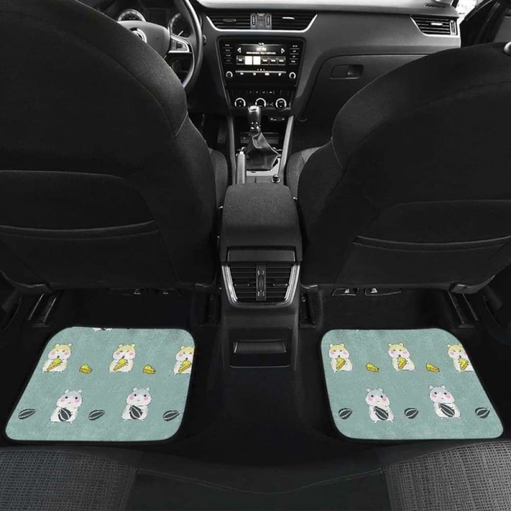 Cute Hamster Cheese Pattern Front And Back Car Mats