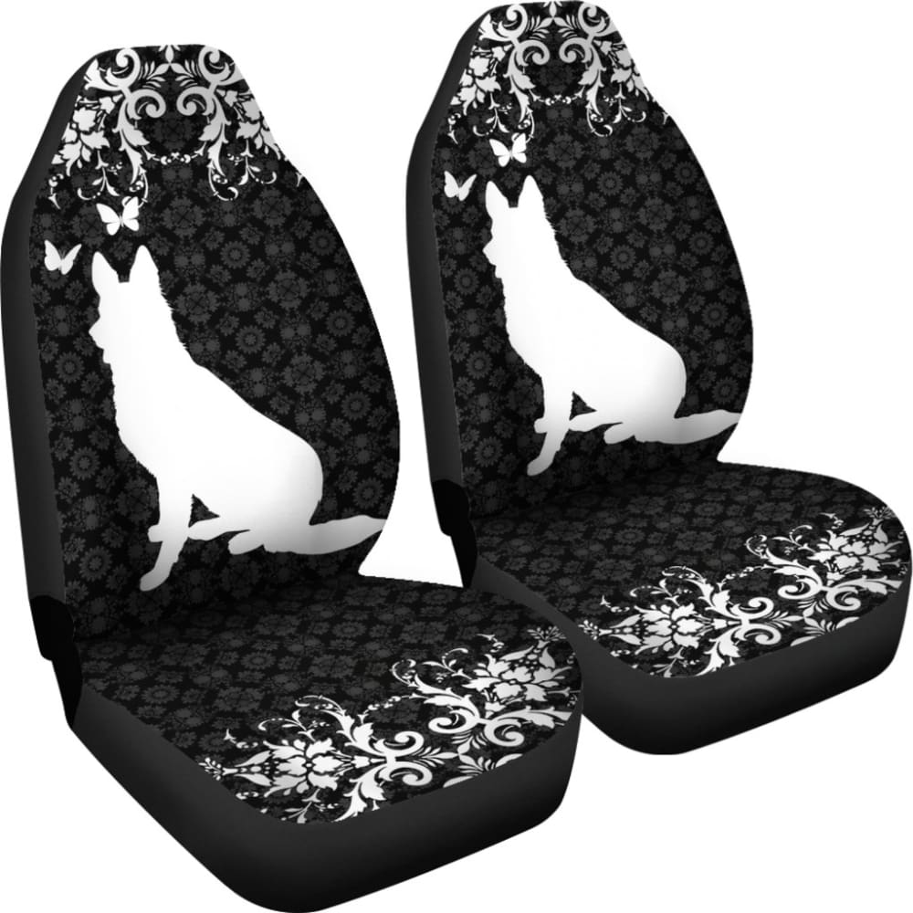 Vintage German Shepherd Black Background Car Seat Covers