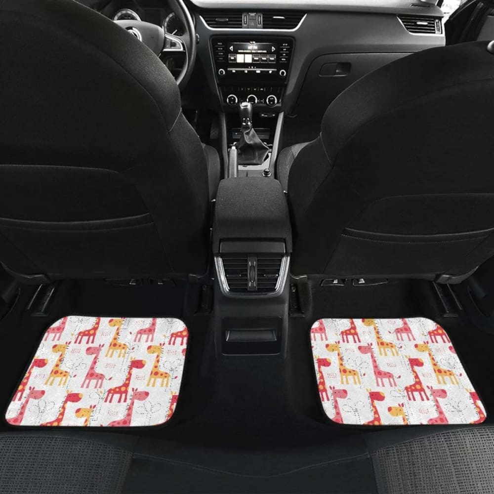 Giraffe Pattern Print Design Front And Back Car Mats