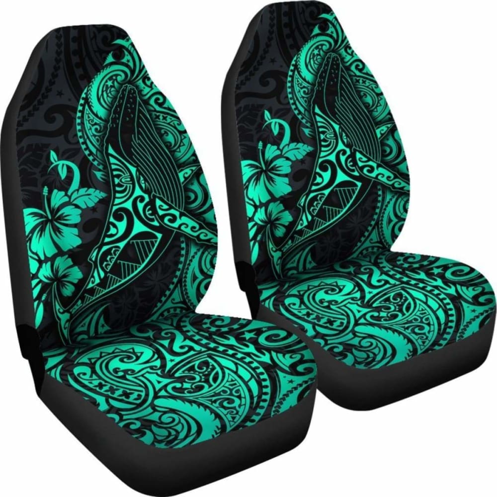 Polynesian Hawaii Car Seat Covers - Polynesian Turquoise Humpback Whale -