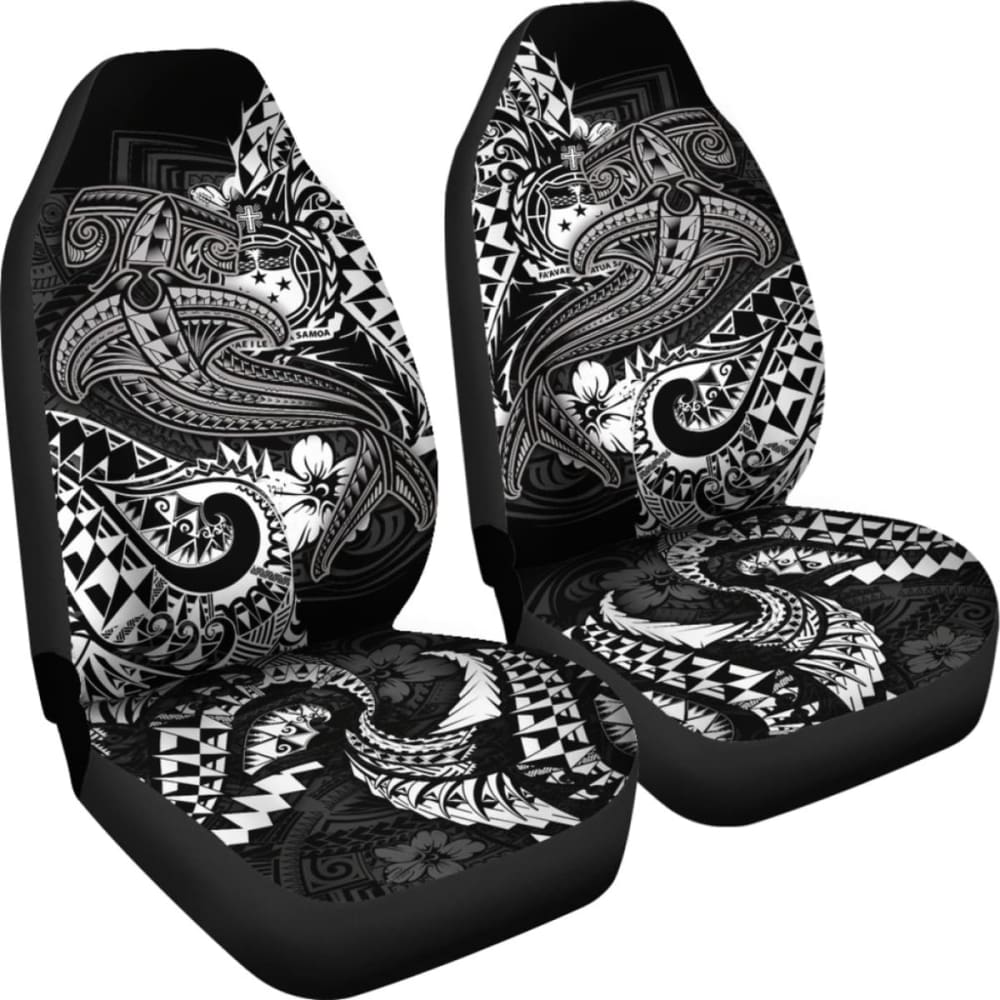 Samoa Car Seat Covers - White Shark Polynesian Tattoo -