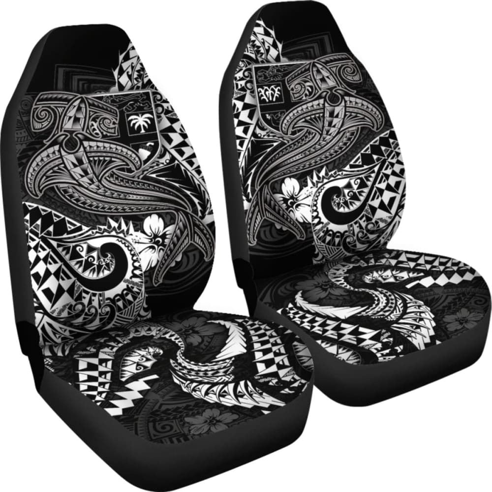 Fiji Car Seat Covers - White Shark Polynesian Tattoo -