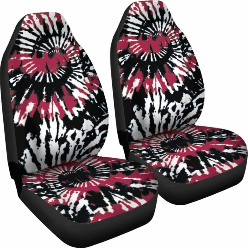 Red White Black Tie Dye Abstract Car Seat Covers