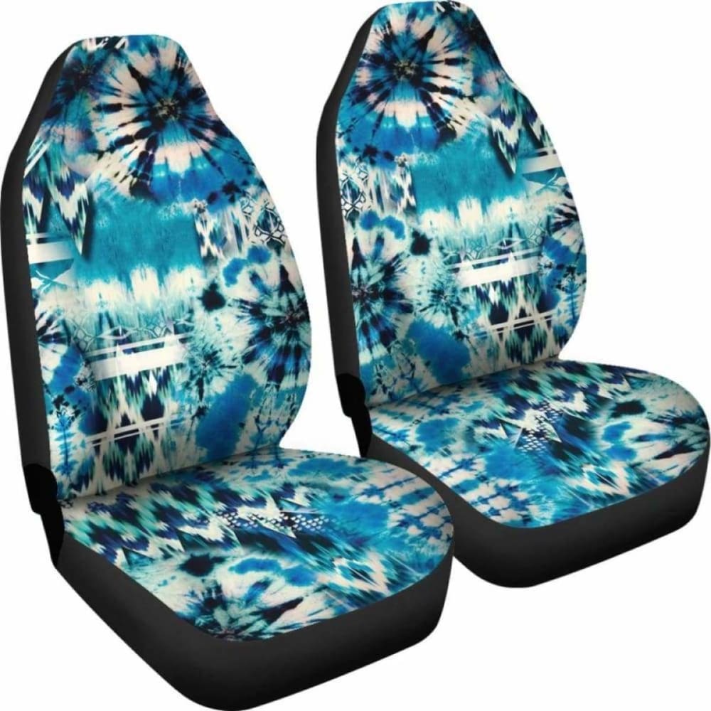 Blue Green Tie Dye Pattern Car Seat Covers