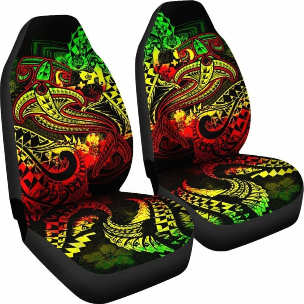 Tonga Car Seat Covers - Reggae Shark Polynesian Tattoo -