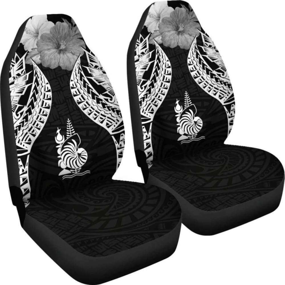 New Caledonia Polynesian Car Seat Covers Pride Seal And Hibiscus Black -