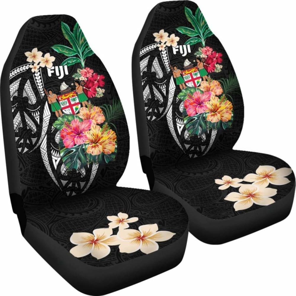 Fiji Car Seat Covers Coat Of Arms Polynesian With Hibiscus-