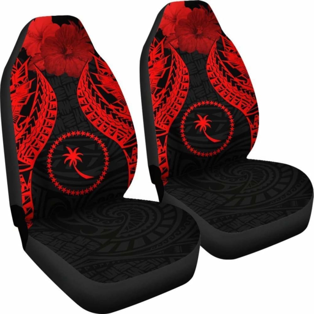Chuuk Polynesian Car Seat Covers Pride Seal And Hibiscus Red -