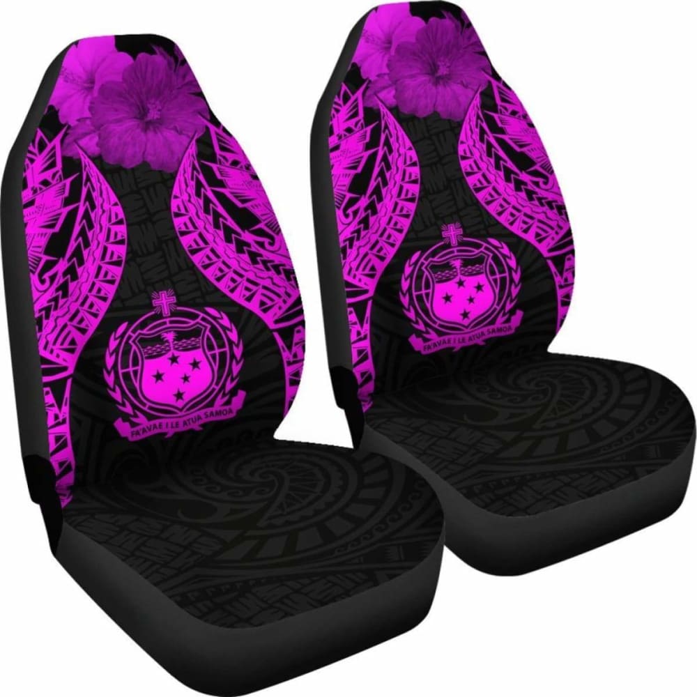 Samoa Polynesian Car Seat Covers Pride Seal And Hibiscus Pink -