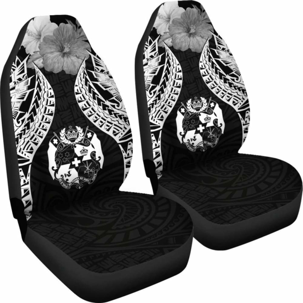 Tonga Polynesian Car Seat Covers Pride Seal And Hibiscus Black -