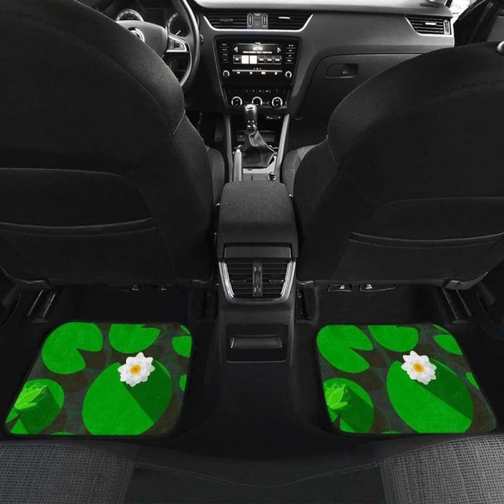 Frog Waterlily Pattern Front And Back Car Mats