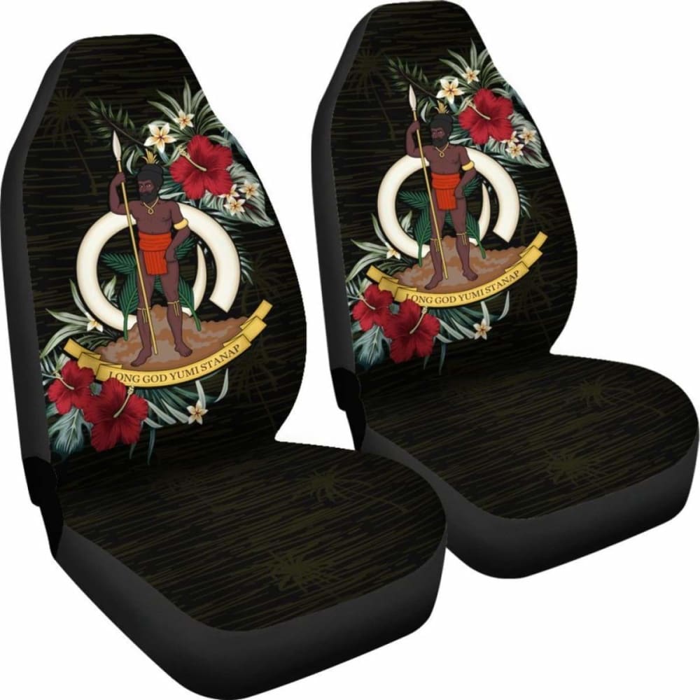 Vanuatu Car Seat Covers - Vanuatu Coat Of Arms Hibiscus -
