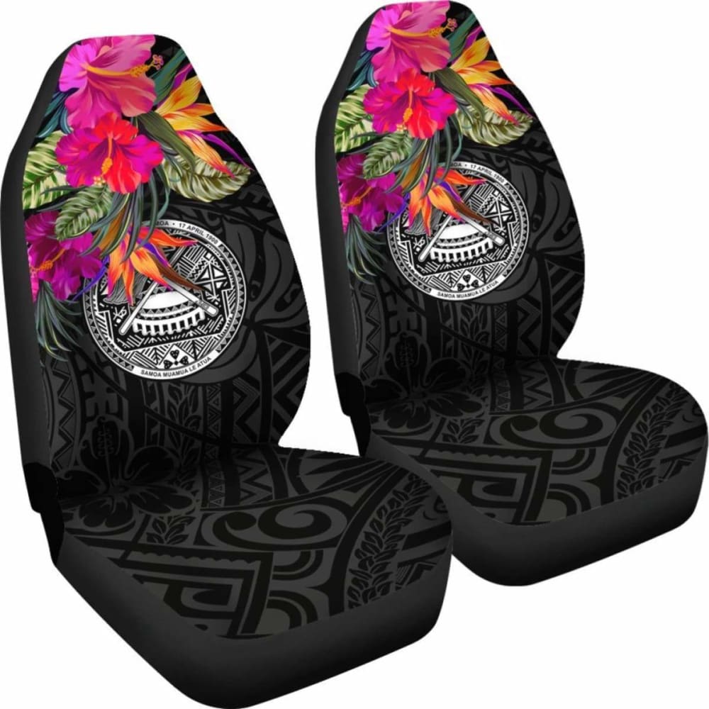 American Samoa Car Seat Covers - Polynesian Hibiscus Pattern -