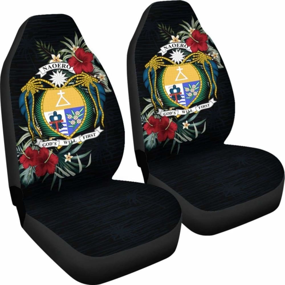 Nauru Car Seat Covers - Nauru Coat Of Arms Hibiscus -