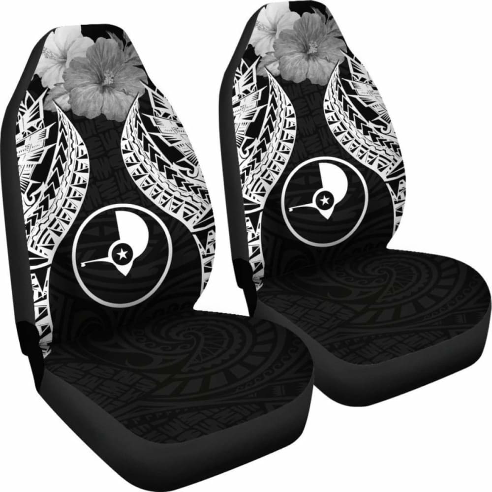Yap Polynesian Car Seat Covers Pride Seal And Hibiscus Black -