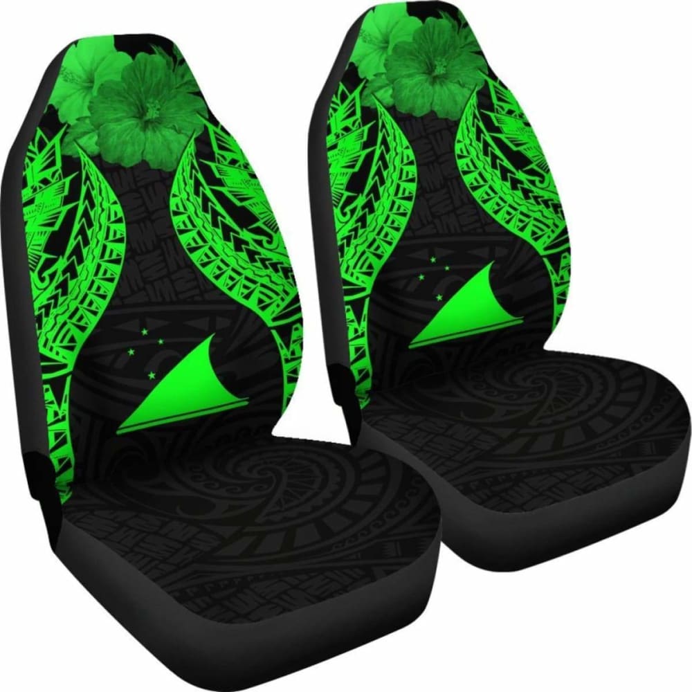 Tokelau Polynesian Car Seat Covers Pride Seal And Hibiscus Green -